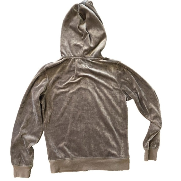 BCBG MAXAZARIA Velour Sweater Womens Medium Brown Bedazzled Zip Long Sleeve - Picture 6 of 7